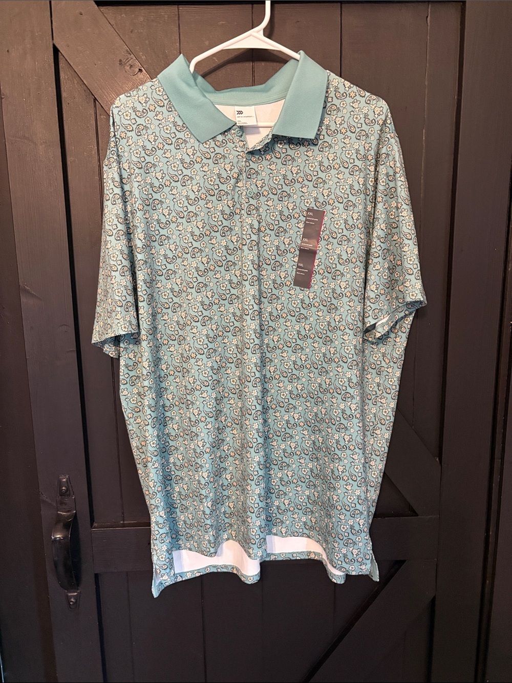 all in motion Men's Aqua Floral Polo